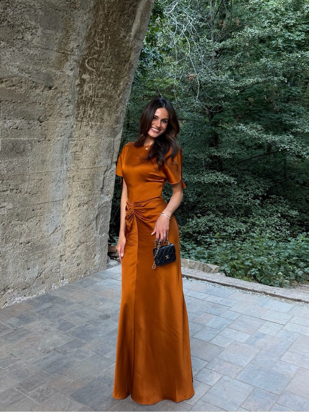 Victoria Beckham Isabella Orange Satin Maxi Gown (PERFECT CONDITION)